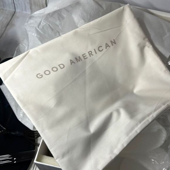 Good American Women’s Black Neoprene Pointy Toe Strappy Clear Heel Shoes size 7 - Picture 11 of 11